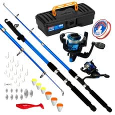 Kit de Pesca Telescópica 1.65 Azul Molinete e Acessórios