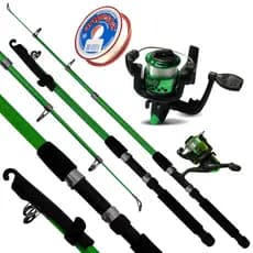Kit Pescaria Vara de Pesca Telescópica 1.65m Vara e Molinete com Linha Conjunto Verde