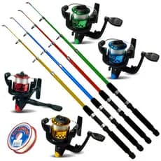 Kit Pescaria Vara de Pesca Telescópica 1.65m Vara e Molinete com Linha