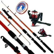 Kit Pescaria Vara de Pesca Telescópica 1.65m Vara e Molinete com Linha Conjunto Vermelho