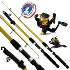 Kit Pescaria Vara de Pesca Telescópica 1.65m Vara e Molinete com Linha Conjunto Amarelo