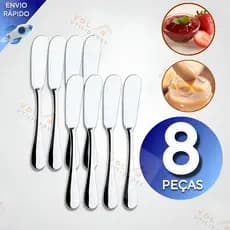 Jogo 8 Pcs Espátulas Manteiga Patê Geleia Em Aço Inox