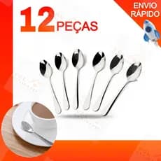 Jogo de Talheres 12 peças de Colheres De Sobremesa Em Aço Inox Mesa Cozinha Jantar