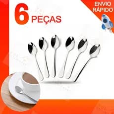 Jogo de Talheres 6 peças de Colheres De Sobremesa Em Aço Inox Mesa Cozinha Jantar