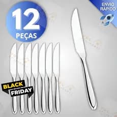 Jogo 12 talheres Facas de mesa inox buffet restaurante cozinha opçôes com 6 e 12 unidades