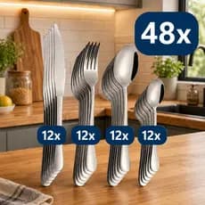 48 Peças Talheres De Aço Inox Garfo Faqueiro Colher De Sobremesa Cozinhas Casa Alto Brilho