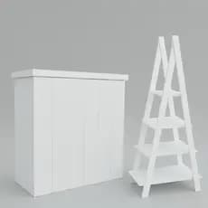 Kit Pegue e Monte para Festas Cômoda e Expositor em Escada de MDF 6MM Branco Ou Cru
