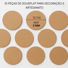 Conjunto Base Souplast Redondo MDF 10 Unidades Para Mesa Decorada Jantar Almoço