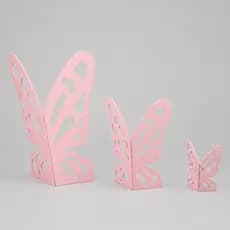 Trio Conjunto Borboletas MDF Rosa Dobrável Para Decoração De Festa Menina
