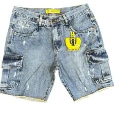 Bermuda Cargo Masculina Jeans 100% Algodao Tradicional Destroi Luxo Qualidade e Conforto Vem Invictu