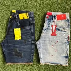 Bermuda Kit 2 Peças Jeans Masculina, Puido Laser Rasgo 100% Algodao Mercadoria Premium.