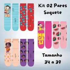 Kit 02 Pares Meia Soquete Adulto Licenciado Turma da Mônica