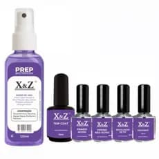 kit 6 unidades iniciante manicure  top coat prime gel top coat prep x&z 120ml kit completo led uv oferta