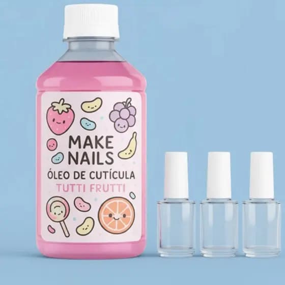 KIT ÓLEO 500ML DE CUTÍCULA TUTTI FRUTTI C/ 50 vidros de esmalte para lembrancinhas de natal para manicures