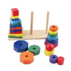 Torre de Madeira, Blocos de Forma Geométrica, Brinquedos Classificadores em Forma de Coluna, Torre de Empilhamento