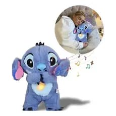 Stitch Pelúcia Respira Bebê Infantil Luz Música