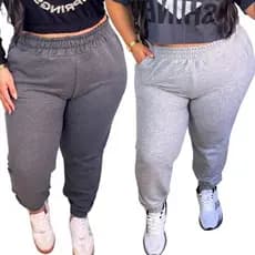 kit 2 Calça Moletom Feminina Jogger  Plus Size Cintura Alta Blogueira Tecido Premium Quentinho