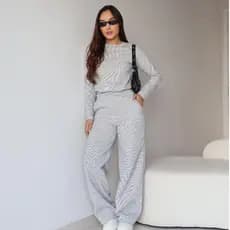Conjunto Feminino Inverno Confortável Malha Riby Premium Look Casual Elegante Manga Longa Calça Solta Com Bolso
