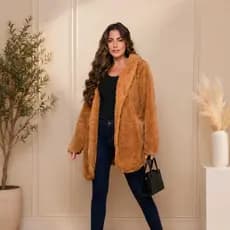 casaco femenino de pelucia inverno  jaqueta teddy  bear macia e quente Estilo Casual con Bolsos