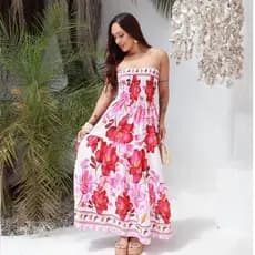 Vestido Longo 3 Marias Tomara Que Caia Com Lastex no BUSTO ROSAS