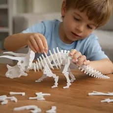 Quebra-cabeça Triceratops 36 Peças Esqueleto 3D Dinossauro Branco Decoração Quarto Infantil