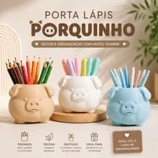 Porta Lápis Porquinho, Organizador De Mesa, Porta Canetas, Porta Pincel, Decoração Fofo Em PLA