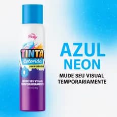 Tinta Colorida Spray Azul Neon para Cabelo 150ml My Party | Visual Temporário para Festas