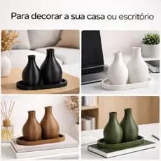 Kit Vasos Decorativos com Bandeja Minimalista Moderno Para Sala Quarto - Decoração Luxo