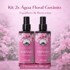 Kit 2 Água Floral Gerânio Regulador Revitalizador Hidrolato - Uso Facial Corporal Bioessencia 200ml