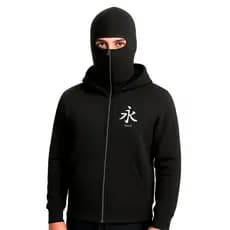 Moletom Balaclava Ideograma Chinês street style 2026 Streetwear aesthetic