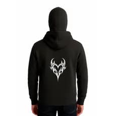 Moletom Balaclava Com Capuz Estampa De Coração tribal estilizado Streetwear Casaco