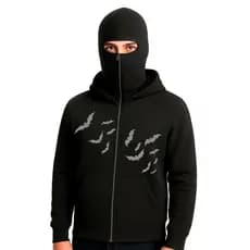 Moletom Balaclava Morcegos street style 2026 Streetwear aesthetic