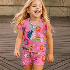 Conjunto Infantil Menina do 1 ao 14 anos | Conjunto Menina Rosa Confortável Infantil e Juvenil