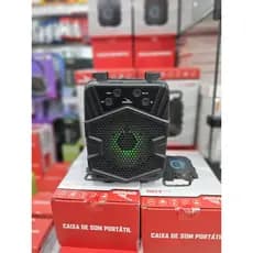 Caixa de Som Portátil - Preto Fosco LED RGB
