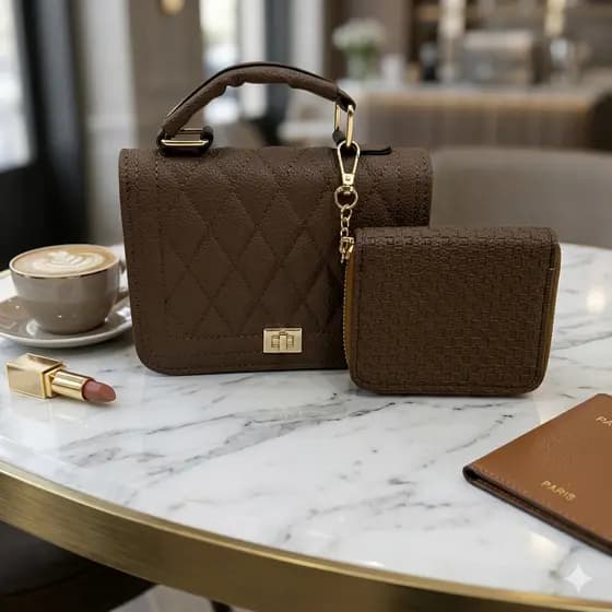 Kit Bolsa Transversal Matelassê + Carteira Feminina Compacta Chique