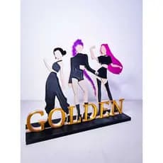 Display Estatueta K-pop Demon Hunters | Mira, Rumi e Zoey | Edição GOLDEN