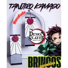 Brinco Tanjiro Kamado Hanafuda - Demon Slayer Kimetsu no Yaiba (Brinco normal ou Versão de Pressão)