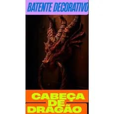 BATENTE BATEDOR DE PORTA CABEÇA DE DRAGÃO 3D | Puxador Argola Decorativo Medieval Gótico Exclusivo | Vulcan 3D