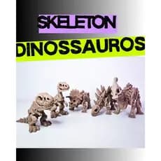 Kit Dinossauros SKELETON Articulados – T-Rex, Velociraptor, Triceratops, Stegosaurus e Parasaurolophus