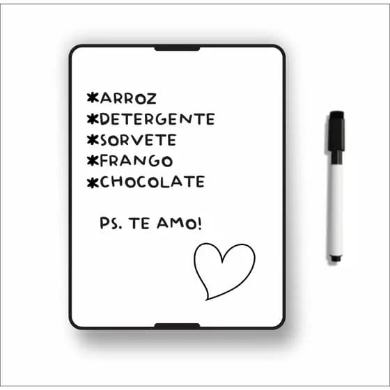 Lousa Imã Planner Branca Geladeira - Caneta Com Apagador Magnética - 19x25 cm - Lembrete Recado Organização
