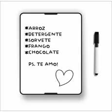 Lousa Imã Planner Branca Geladeira - Caneta Com Apagador Magnética - 19x25 cm - Lembrete Recado Organização