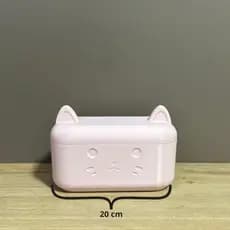Porta Treco Gatinho Rosa 3D – Organizador com Tampa e Divisórias Caixa Decorativa 20x9cm