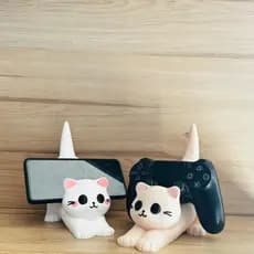 Suporte para Celular ou Controle em Formato de Gato - Impressão 3D | Organizador Divertido