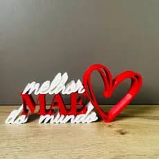 Letreiro Decorativo “Melhor Mãe do Mundo” com Coração – Presente Criativo para o Dia das Mães