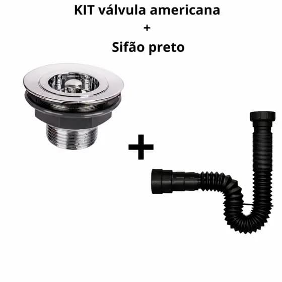 KIT Sifão + Valvula Americana - PRETO
