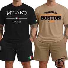 Kit 2 Conjuntos Masculinos Premium | Bermuda + Camiseta | Milano + BostonOrig