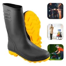 Bota Galocha Pvc Vonder Preta/Amarelo Impermeável Antiderrapante Confortável