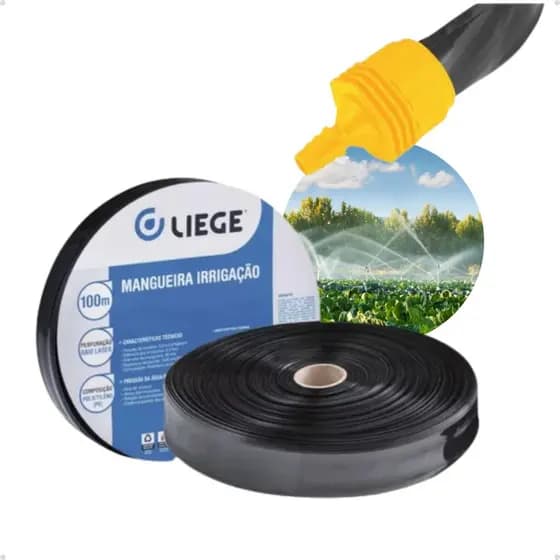 Mangueira Irrigação Liege Tipo 1 Ou 2 100m Com Conector Inicial Horta Gramado Jardim