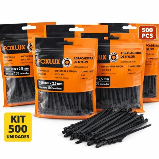 Abraçadeira Nylon 2,5mm Kit 500 Fixador Plástico Resistente Organização Fios Cabos Multiuso