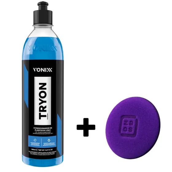 TRYON 500ML CONDICIONADOR DE PLÁSTICOS 3 EM 1 + APLICADOR ESPUMA PEQUENO ROXO ZACS
